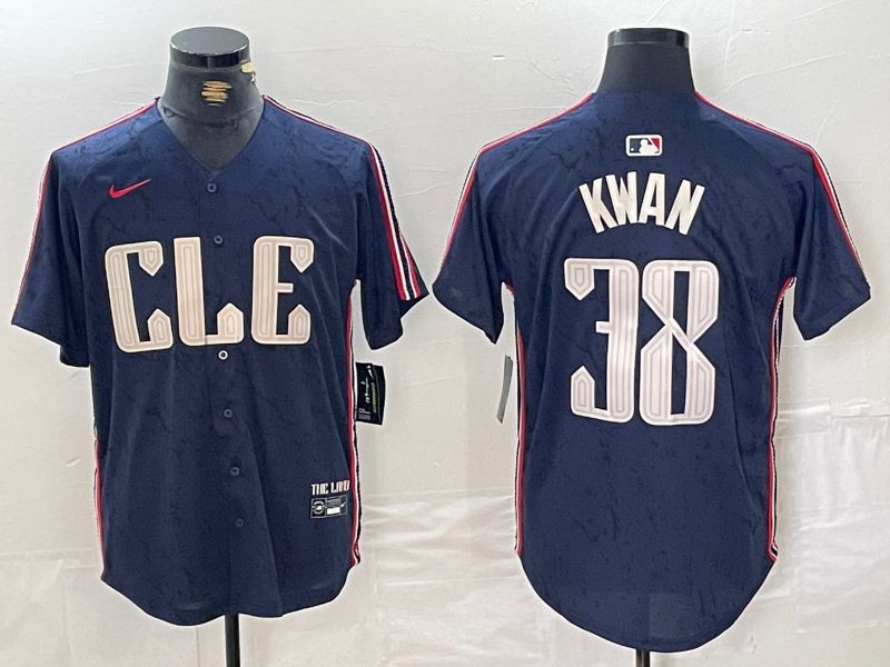 Men Cleveland Indians #38 Kwan Blue City Edition Nike 2024 MLB Jersey style 2